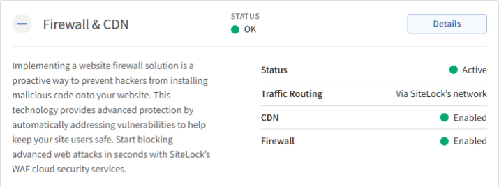 Sites tab - Firewall &amp; CDN