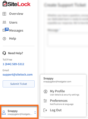 SiteLock - Account Settings