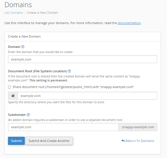 HostGator cPanel Subdomains