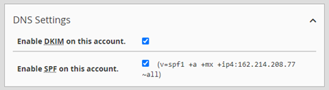 Modify an Account - DNS Settings