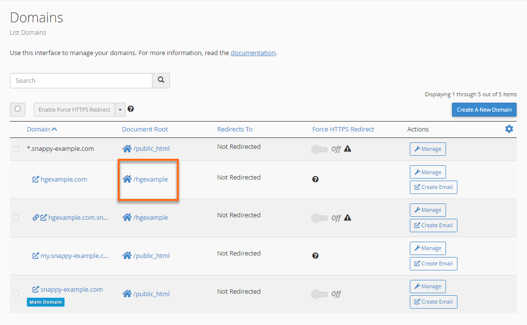 Domains - Document Root