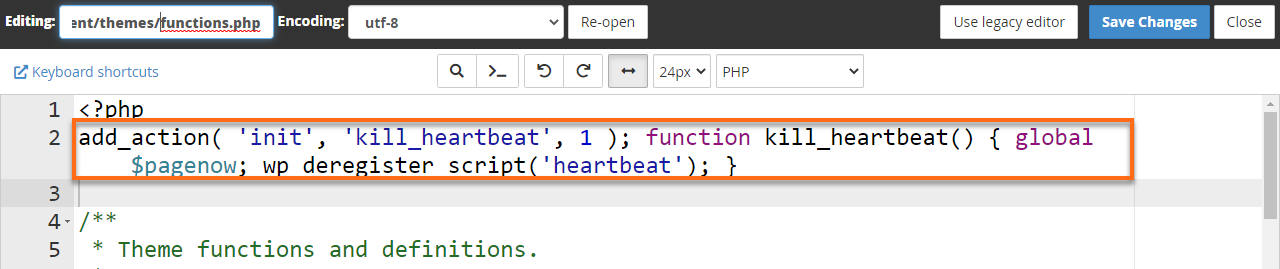 File Manager Edit functions.php
