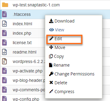File Manager .htaccess