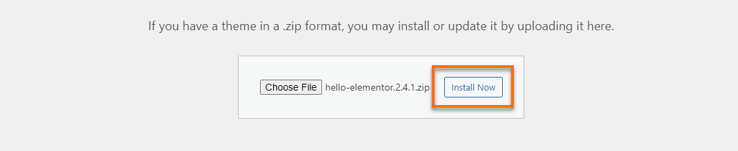WordPress Dashboard Install Button