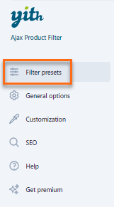 Filter Presets tab