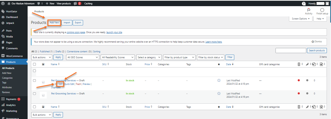 Add or Edit a product