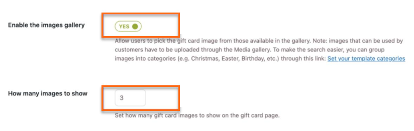 Enable the image gallery