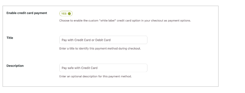 enable credit card payment