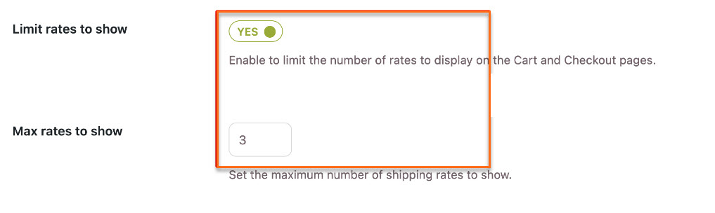 Limit and Max rates to show