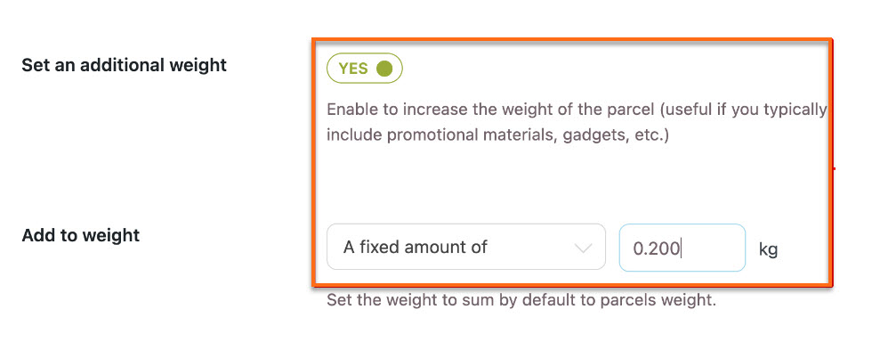 Set an additional weight