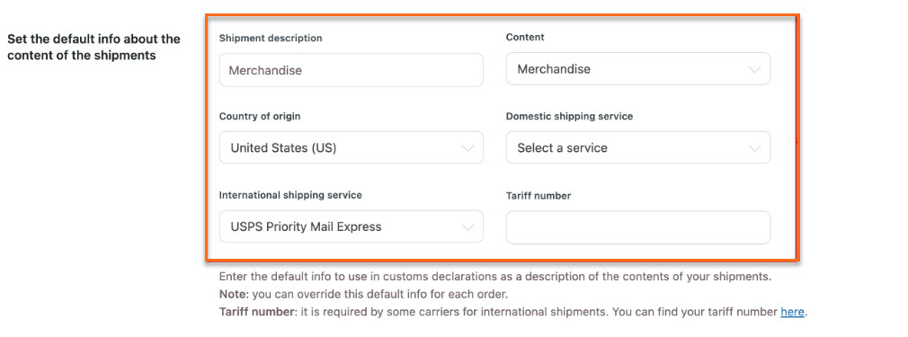 Set the default info